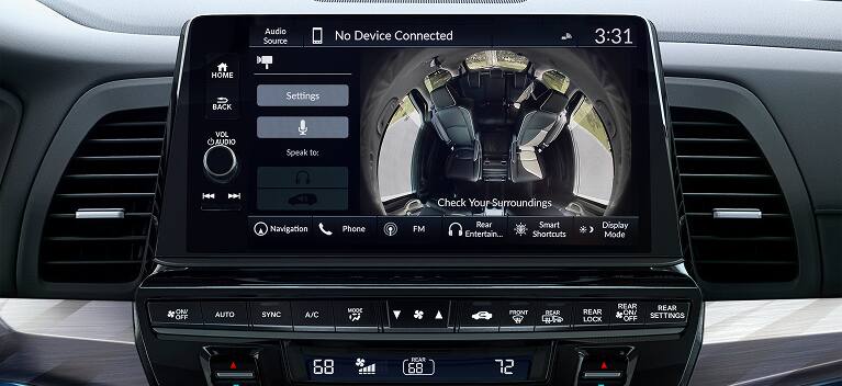 2027 Honda Odyssey Elite CabinWatch display on the infotainment screen showing rear seats (Minivan).